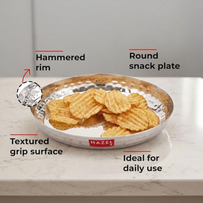Image 4 of HAZEL Stainless Steel Snack Plate Set of 2 | 18cm Breakfast & Serving Plate