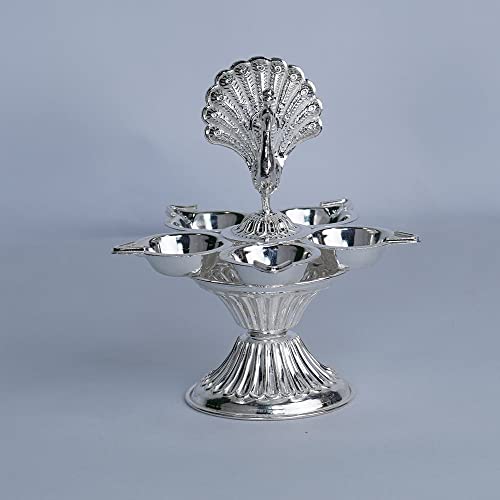 Image 1 of Default Title for the product Dista Silvers Panchmukhi Peacock Diya 107g