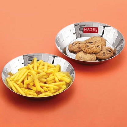 Image 1 of Default Title for the product HAZEL Stainless Steel Snack Plate 18.5 cm Hammered Design, Pack of 2