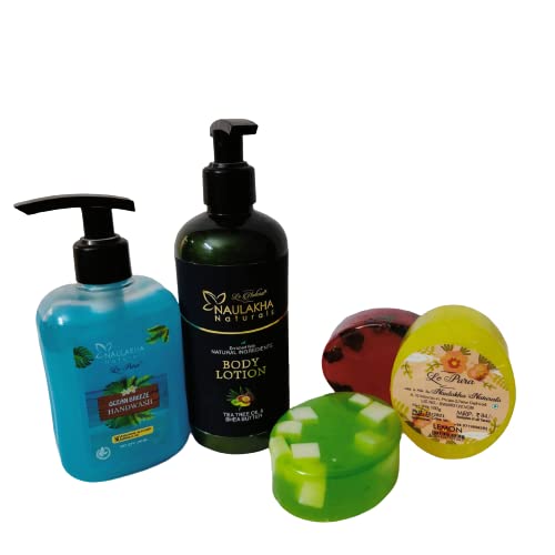 Image 1 of Pack of 1 for the product Naulakha Natural Combo of Natural Soap 100 gm(3 pcs) with Handwash (Ocean Breeze) 250ml and Body lotion 300 ml (1 pcs) No Mineral And Silicon Oil, Enriched With Natural Ingridents