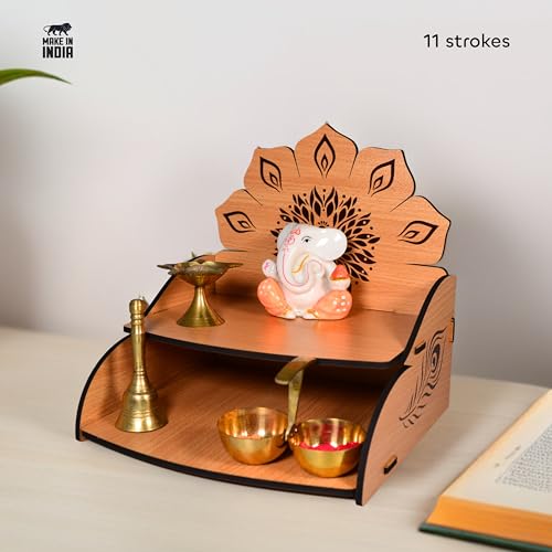Image 4 of 11 Strokes Vidyut Wooden Pooja Mandir for Home Small Size