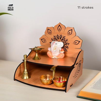 Image 4 of 11 Strokes Vidyut Wooden Pooja Mandir for Home Small Size