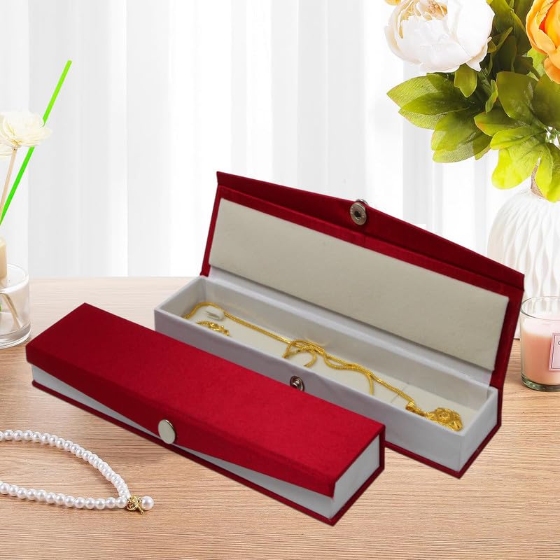 Image 3 of atorakushon Long Chain Necklace Pendant Bracelet Jewelry Holder Satin Gift Box Case Maroon