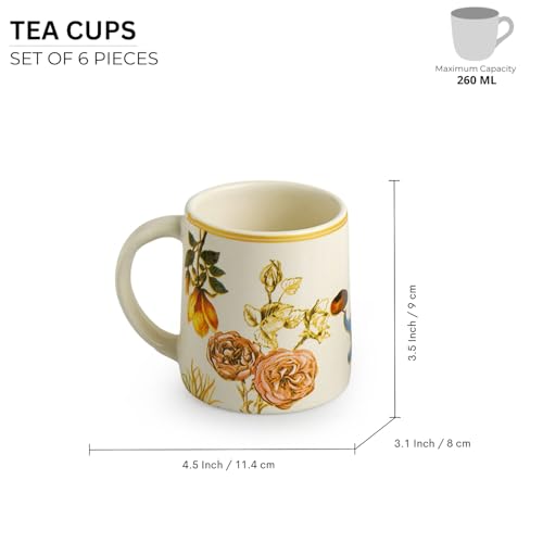 Image 6 of ExclusiveLane Floral Ceramic Tea Cups Set of 6 260 ml Microwave Safe Multicolor