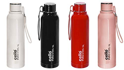 Image 1 of Default Title for the product Cello Puro Steel-X Benz PU Insulated Water Bottle Set of 4, 650 ml Each