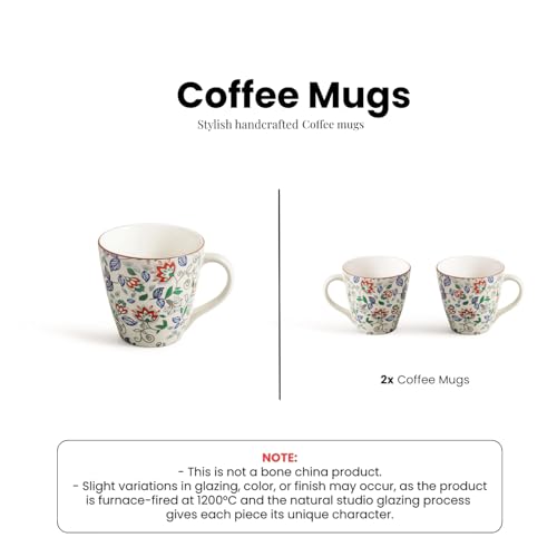Image 6 of ExclusiveLane Spring Garden Handcrafted Ceramic Coffee Mug Set of 2, 330 ML