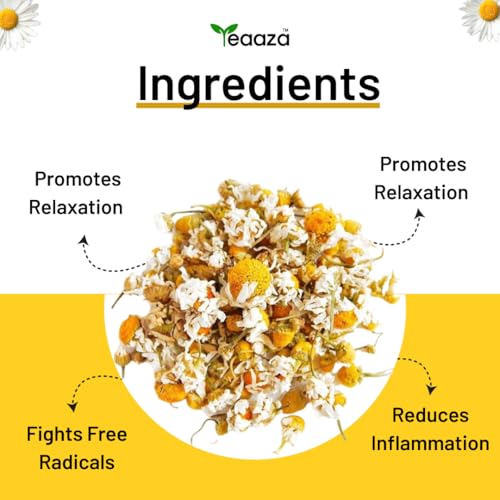 Image 4 of Teaaza Organic Chamomile Tea For Sleep & Anxiety Relief 50 Grams - 30+ Cups (Pack Of 3)
