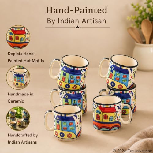 Image 2 of ExclusiveLane The Hut Hangouts Ceramic Tea Cups Set of 6 (220 ml)
