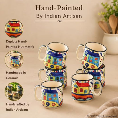 Image 2 of ExclusiveLane The Hut Hangouts Ceramic Tea Cups Set of 6 (220 ml)