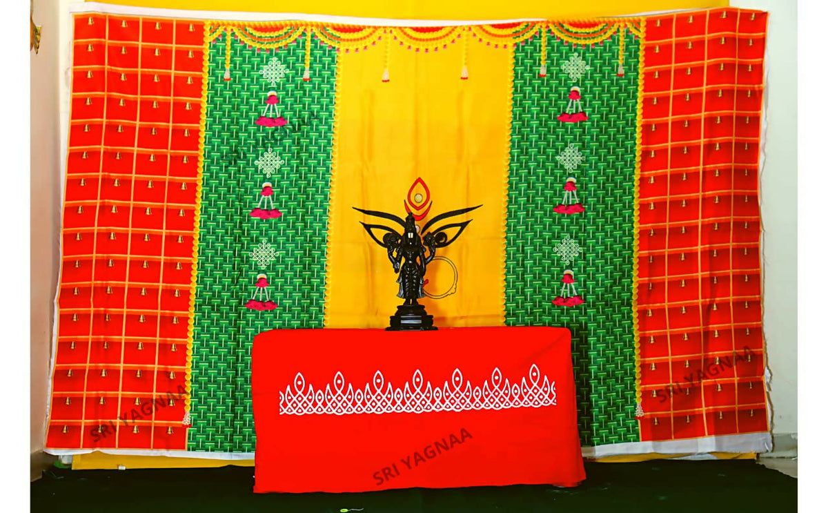 Image 2 of Sri Yagnaa M 43 – Durga Mata Pooja Backdrop Cloth, 8 x 5 Ft