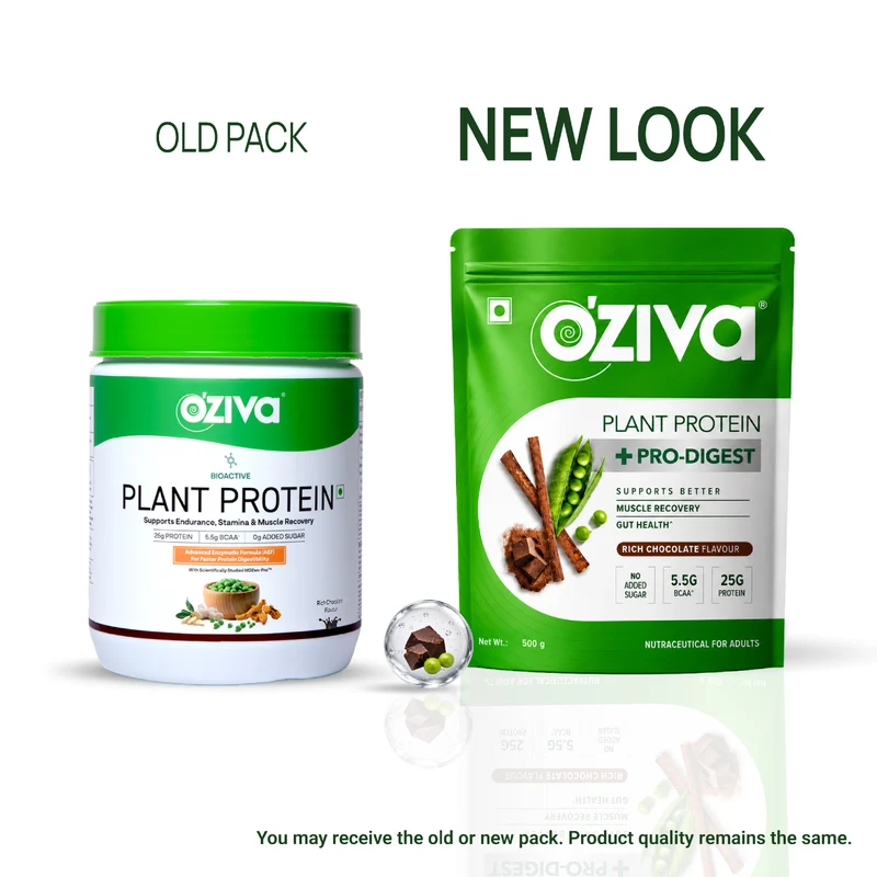 Image 2 of Oziva Bioactive Plant Protein Powder No Added Sugar & Better Digestion - Rich chocolate