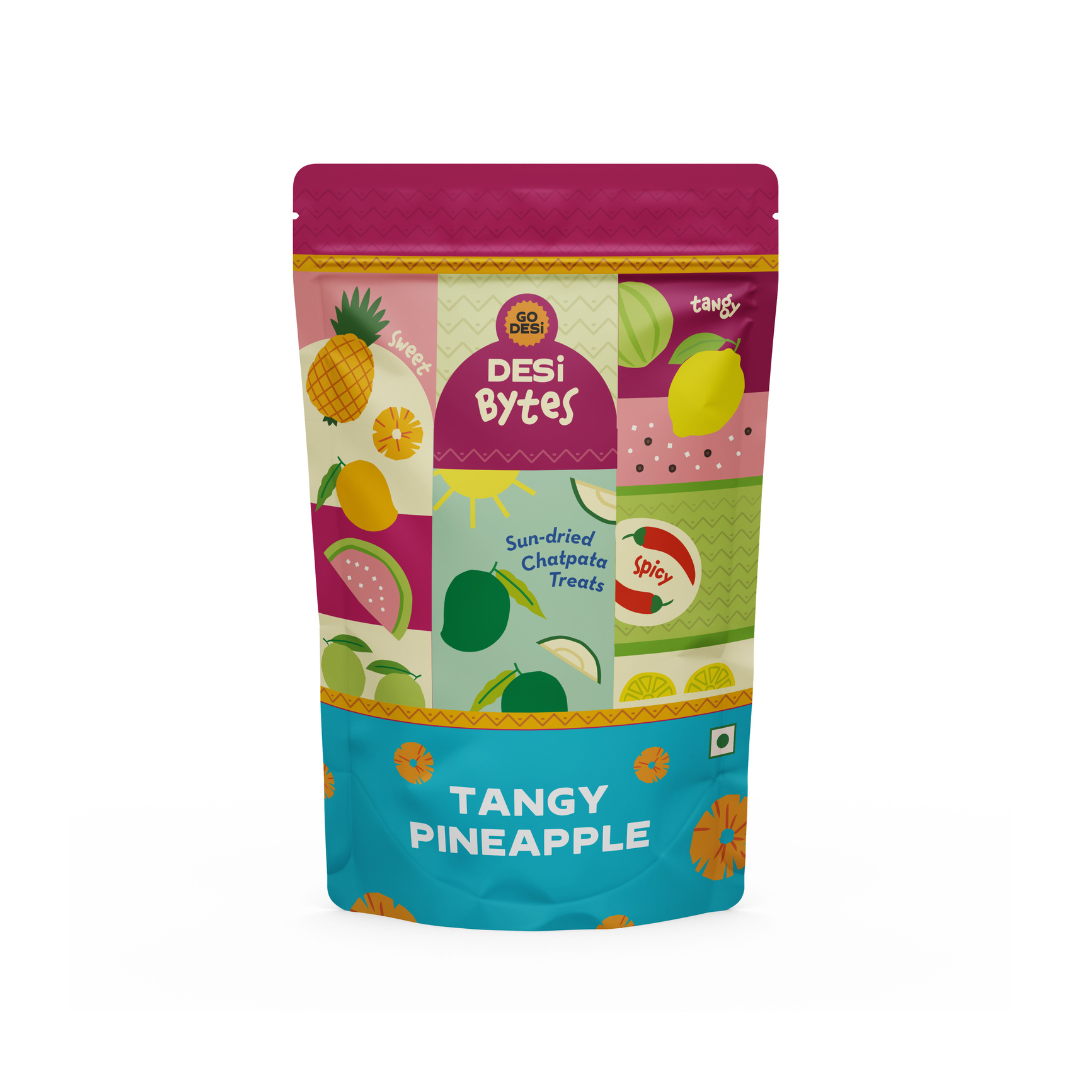 Image 1 of Go desi Tangy Pineapple Bytes | Sun-dried Pineapple Snack | 100% Natural | 150gms