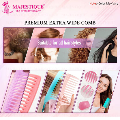 Image 5 of Majestique Wide Tooth Comb For Curly Hair - Pink