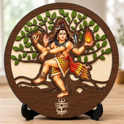 Image 1 of Default Title for the product Nataraj Shiv Ji Wooden Murti for Home Mandir, Prayer Room, Table Top Decor & Spiritual Gifting - 5x5 Inch