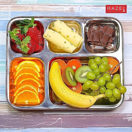 Image 6 of HAZEL Stainless Steel 5 Compartment Mess Plate