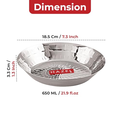 Image 3 of HAZEL Stainless Steel Snack Plate 18.5 cm Hammered Design, 650ml