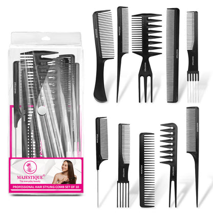 Image 1 of 10pcs for the product Majestique Professional Hair Styling Comb - Black
