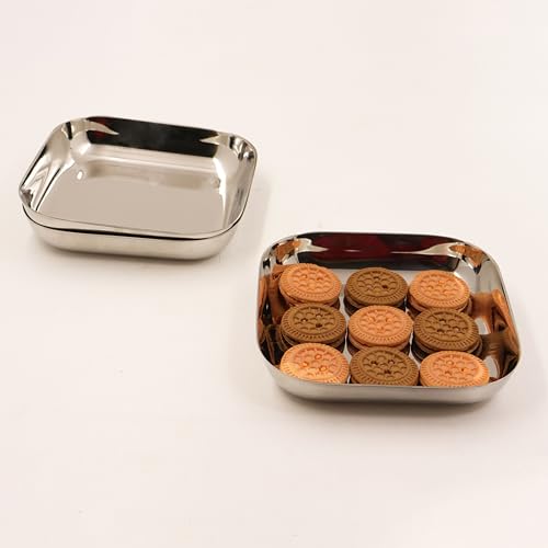 Image 12 of Large-3 for the product Spillbox Stainless Steel Halwa Plates