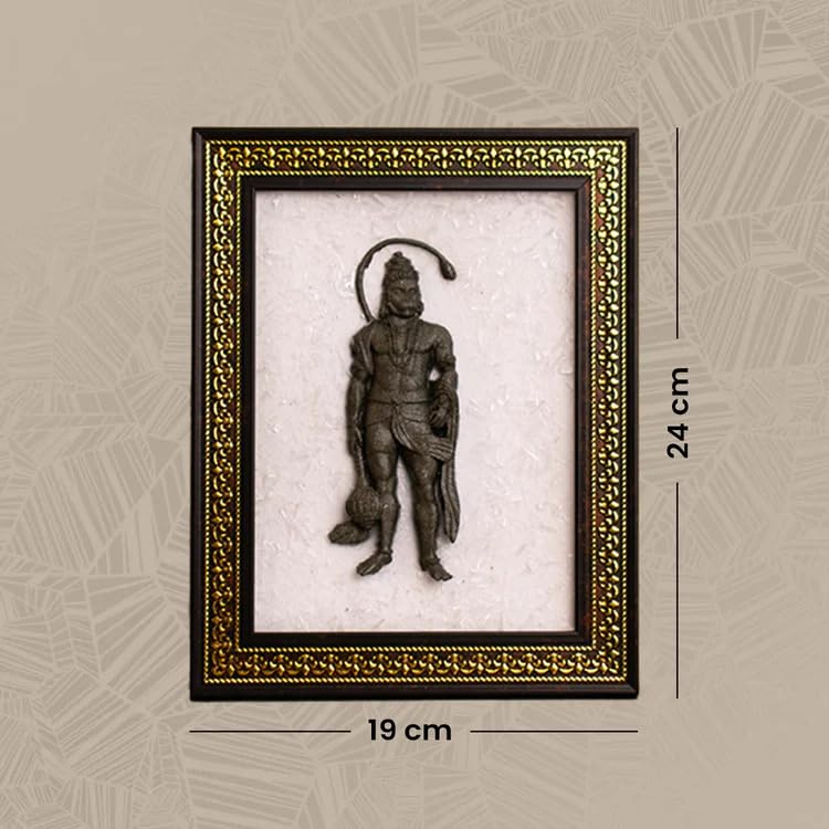 Image 6 of Astrotalk Pyrite Hanuman Ji on Selenite Plate | Pyrite Attracts Money & Hanuman ji Photo Frame Provides Protection | Decor Items for Home & Office | Gift for Man & Woman | 19x24x1 cm | 1 Piece