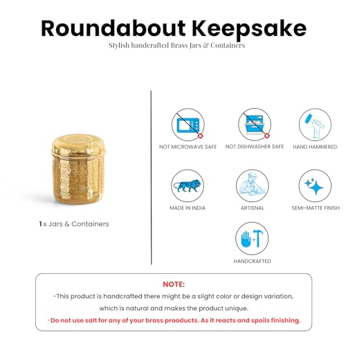 Image 5 of ExclusiveLane Roundabout Keepsake Multi-Utility Storage Brass Jar & Container 850 ml