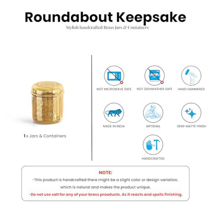 Image 5 of ExclusiveLane Roundabout Keepsake Multi-Utility Storage Brass Jar & Container 850 ml