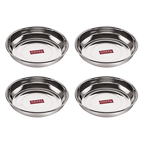 Image 1 of Default Title for the product HAZEL Stainless Steel Plates Set for Halwa Serving 200 ML Set of 4