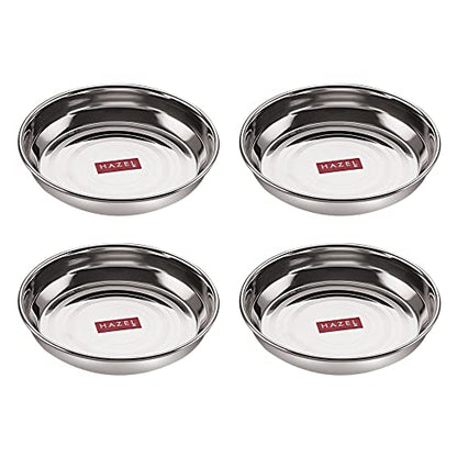 Image 1 of Default Title for the product HAZEL Stainless Steel Plates Set for Halwa Serving 200 ML Set of 4