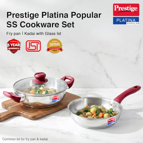 Image 3 of Prestige Stainless Steel Cookware Set 2 Pc with Glass Lid