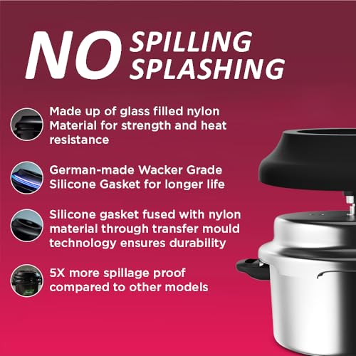 Image 3 of Preethi Stainless Steel Outer Lid 3 Litre Pressure Cooker with Spill Splash Shield For Zero Spill and Zero Splash (Induction Base)