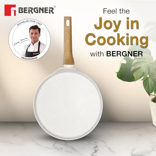 Image 2 of BERGNER Naturally Forged Aluminum 28cm Pancake Pan/Dosa Tawa with Marble Non-Stick Coating