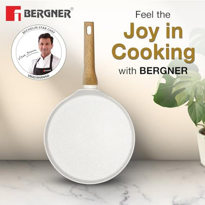 Image 2 of BERGNER Naturally Forged Aluminum 28cm Pancake Pan/Dosa Tawa with Marble Non-Stick Coating