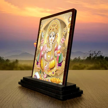Image 3 of Traditional Pooja Lord Ganesha Wooden Table Idol 4x5 Inch HD Printed Decorative Piece