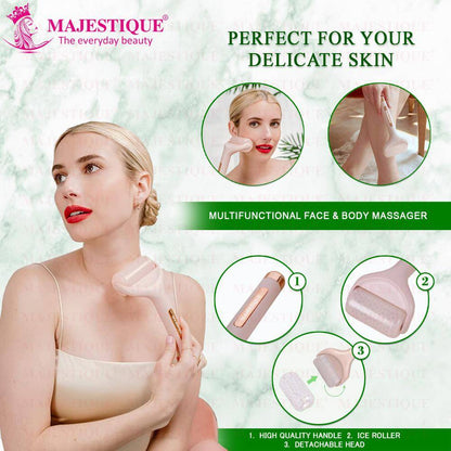 Image 3 of Majestique Face Massage Kit With Ice Roller, Jade Massager And GuaSha