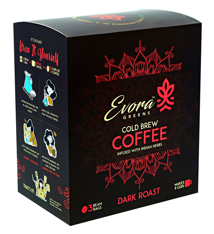 Image 1 of Default Title for the product Evora Greens Cold Brew Coffee Bean Bag (50gm Each) Dark Roast
