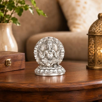 Image 4 of Elaris 999 Pure Silver Plated Ganesha Idol with Decorative Arch Showpiece 2.17 Inch, Silver Plated