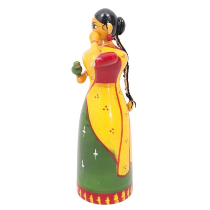 Image 2 of Handcrafted Etikoppaka Parrot Lady Showpiece Toy | 6 in