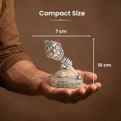 Image 7 of Astrotalk Shri Hanuman Gada Idol (2.7x4) Inch | 999 Silver Finish | Hanuman Chalisa Chaupai Engraved for Strength, Courage & Protection | Home Decor & Car Dashboard God Idol | Gift for Man & Woman