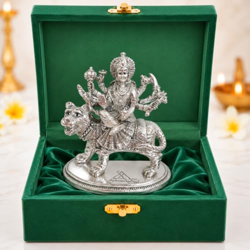Image 1 of Default Title for the product Dev Aastha 999 Silver Plated Durga Maa Idol- 4.2 Inch