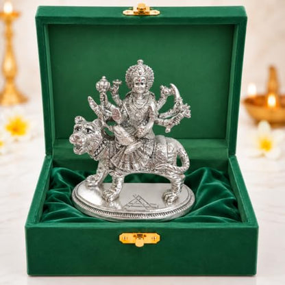 Image 1 of Default Title for the product Dev Aastha 999 Silver Plated Durga Maa Idol- 4.2 Inch