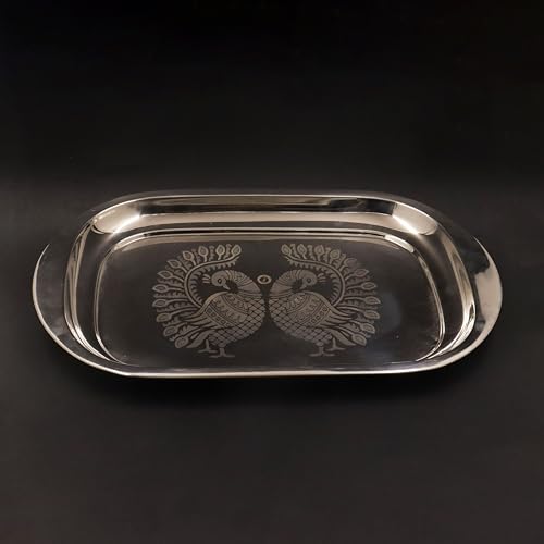 Image 1 of Default Title for the product Spillbox Stainless Steel Serving Plate 28 cm Rectangle Bhojan Thali