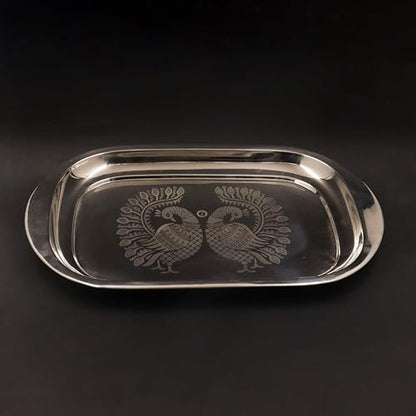 Image 1 of Default Title for the product Spillbox Stainless Steel Serving Plate 28 cm Rectangle Bhojan Thali