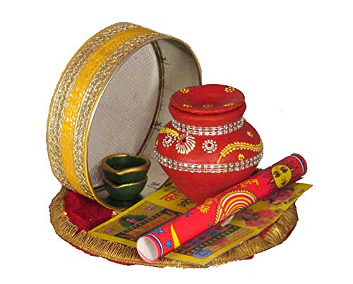 Image 1 of Default Title for the product Suninow Red karwa chauth Pooja thali Set
