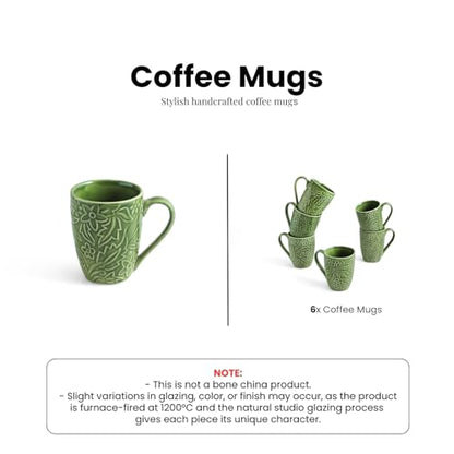 Image 5 of ExclusiveLane Green Flora Ceramic Coffee Mugs Set of 6 290 ml