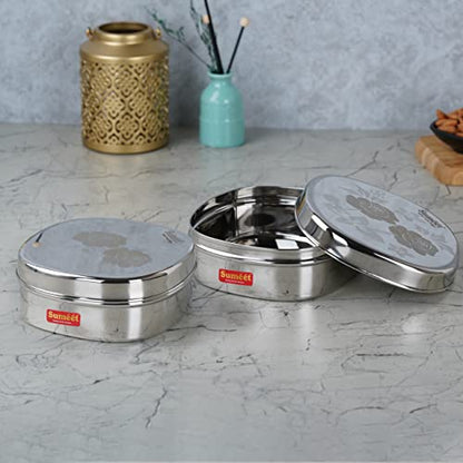 Image 6 of Sumeet Stainless Steel Designer Square Storage Containers Box Set of 2, 600ml