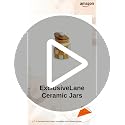 Image 2 of ExclusiveLane Shatranj Check Airtight Ceramic Jars for Kitchen Storage Set of 2 410 ml