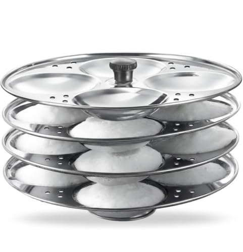 Image 1 of Default Title for the product Stainless Steel 4 Plate Idli Stand Maker, Makes 16 Idlis