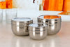 Image 1 of Default Title for the product Sumeet Stainless Steel Apple Shape Storage Containers for kitchen with Transparent See Through Lid, 11cm, 13cm & 14.5cm Dia, 600ml, 900ml & 1250ml, Pack of 3, Silver