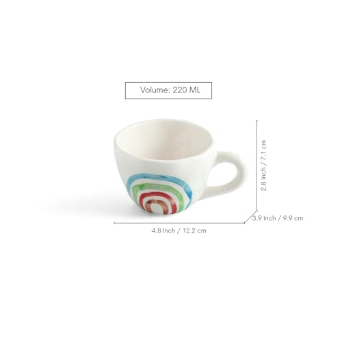 Image 6 of ExclusiveLane Rainbow Bright Hand-Painted Ceramic Coffee Mug Set of 4 220 ML