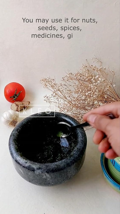 Image 2 of KLEO 5" Diameter White Marble Stone Mortar and Pestle Set