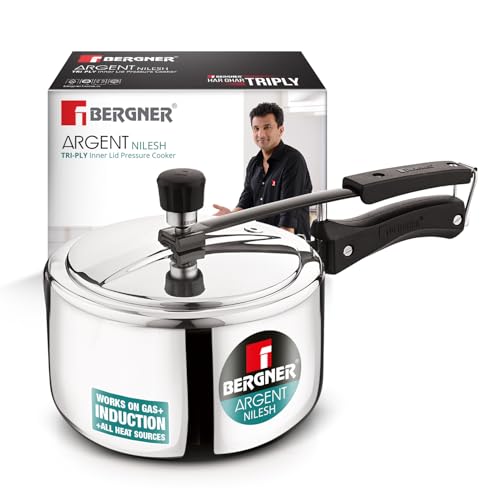 Image 1 of 1.5 Litres for the product Bergner Argent Triply Stainless Steel Pressure Cooker